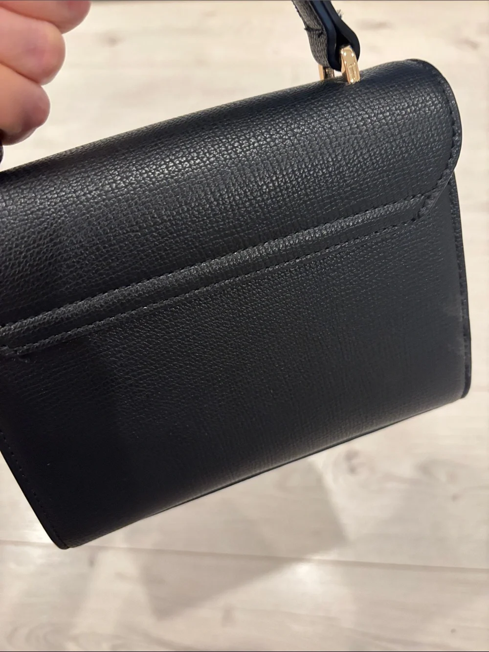Ted Baker Black Structured Top-Handle Satchel with Gold Hardware